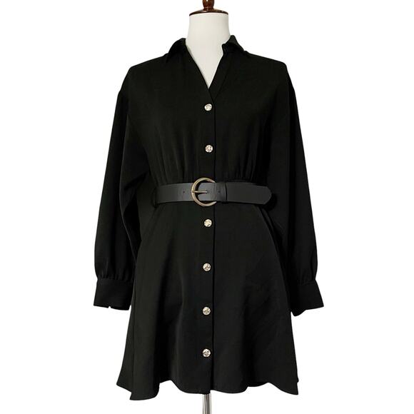 Zara Dresses & Skirts - Zara‎ Women's Black Long Sleeves Belted Shirt Dress Size Small
